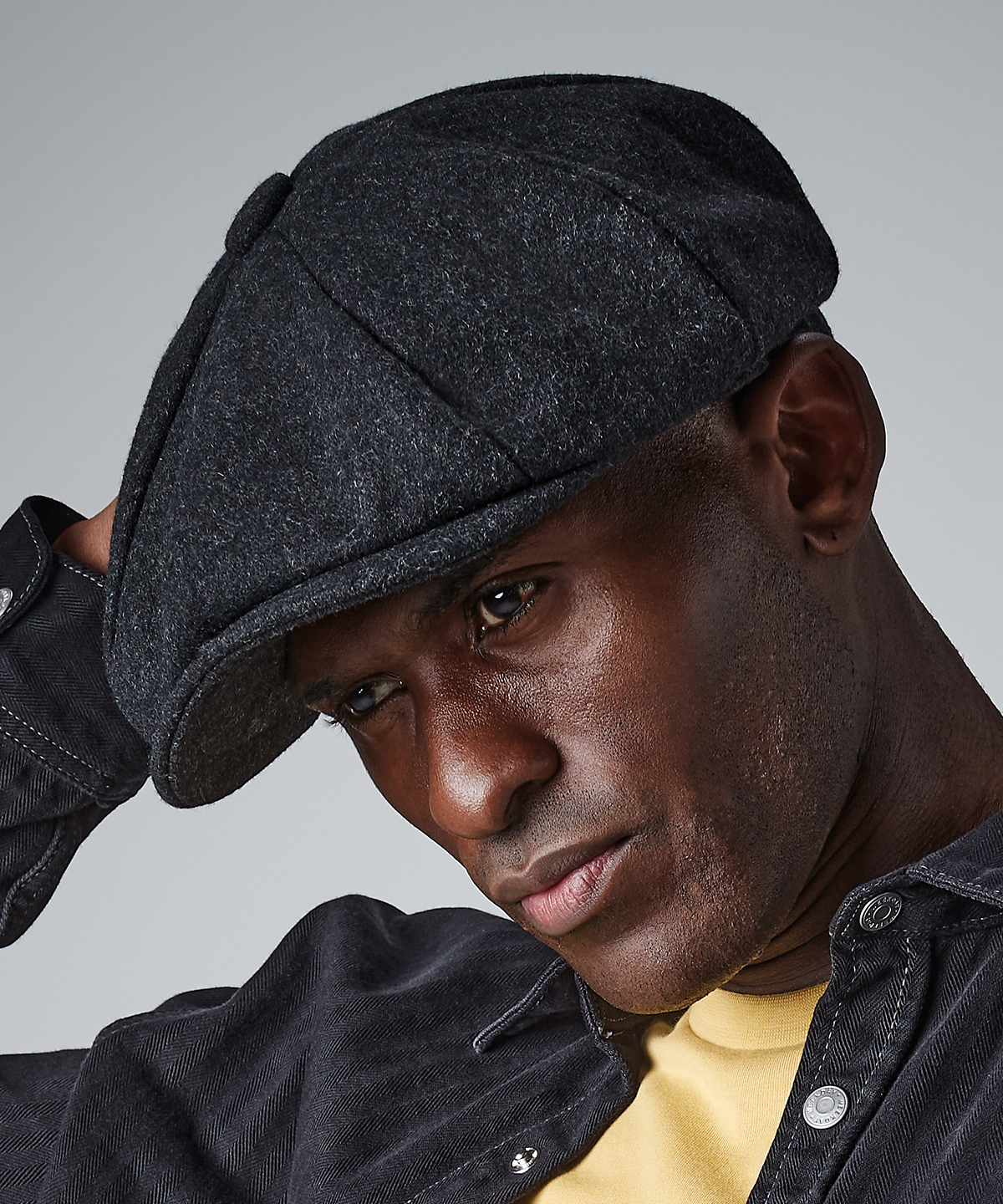 Cappello Bakerboy Retro Lana Melton Grigio Rockabilly - 8 Pannelli, Stile Newsboy/Cabbie Uomo