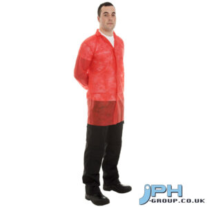 DISPOSABLE VISITOR COATS RED VELCRO
