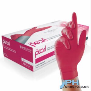 RED PEARL NITRILE GLOVE POWDER FREE 10 X 100