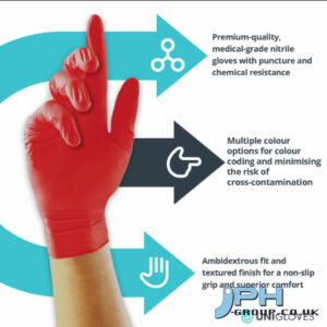 RED PEARL NITRILE GLOVE POWDER FREE 10 X 100